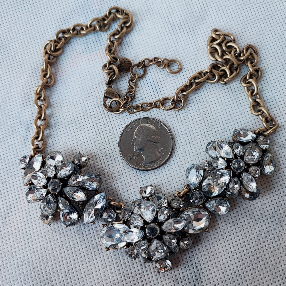 J. Crew Formal Clear Rhinestone Statement Necklace With Dust Bag Formal Bridal - Picture 14 of 16